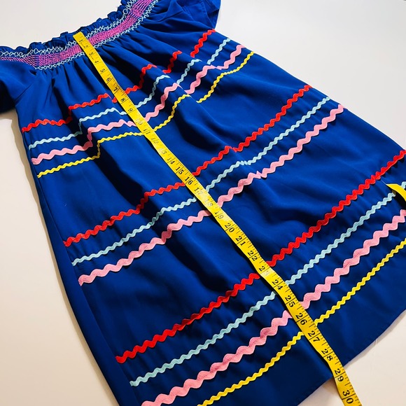 Entro Navy Multicolored Striped Off Shoulder Tunic Dress Size Medium - Picture 6 of 8